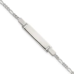Sterling Silver Polished Figaro Link Children's 6 Inch ID Bracelet