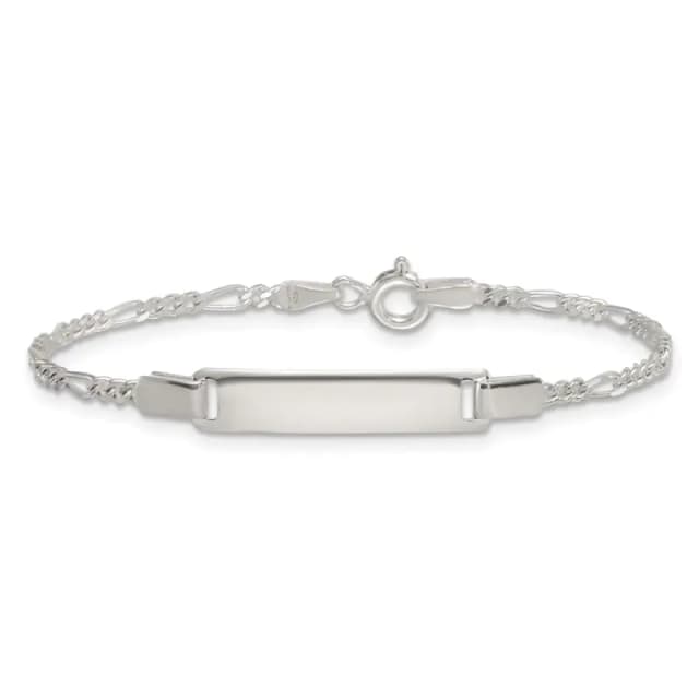 Sterling Silver Polished Figaro Link Children's 6 Inch ID Bracelet