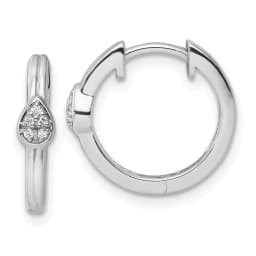 White Ice Sterling Silver Rhodium-finished Diamond Teardrop Hinged Hoop Earrings