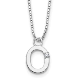 White Ice Sterling Silver Rhodium-finished 18 inch Diamond Letter O Initial Necklace plus 2 inch Extender