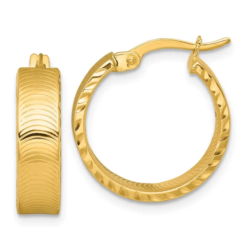 14k-polished-5-0-x-18mm-diamond-cut-textured-tube-hoop-earrings