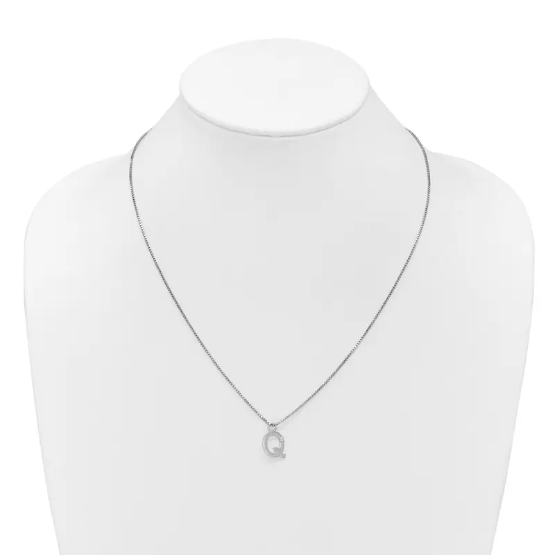 White Ice Sterling Silver Rhodium-finished 18 inch Diamond Letter Q Initial Necklace plus 2 inch Extender