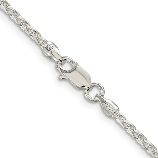 Sterling Silver Rhodium-finished 2.15mm Diamond-cut Round Spiga Chain (6.4 Grams)