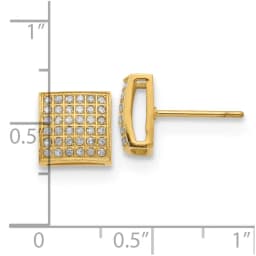 chisel-stainless-steel-polished-yellow-ip-plated-with-3-8-carat-diamond-square-post-earrings
