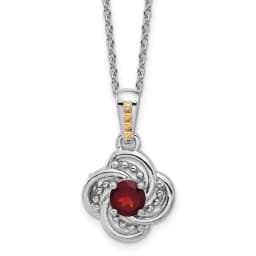 Shey Couture Sterling Silver Rhodium finished with 14k Accent Garnet 18 inch Necklace