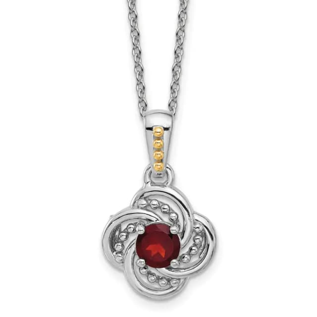 Shey Couture Sterling Silver Rhodium finished with 14k Accent Garnet 18 inch Necklace