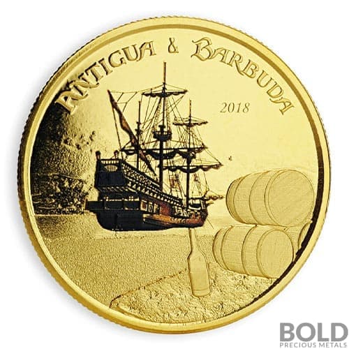 2018 Antigua & Barbuda: Barbuda Rum Runner 1 oz Gold Proof (Colored)