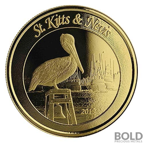 2019 EC8 St Kitts & Nevis Brown Pelican 1 oz Gold BU