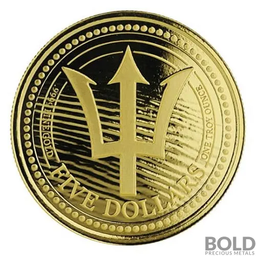 2020 Barbados Trident Gold 1 oz BU