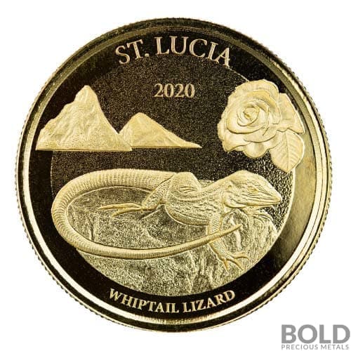 2020 EC8 St. Lucia Whiptail Lizard 1 oz Gold BU