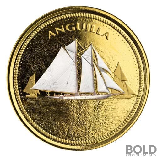 2021 EC8 Anguilla: Sailboat 1 oz Gold Proof (Colored)
