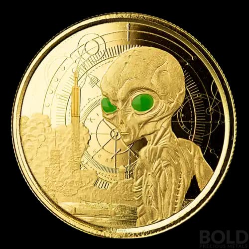2021 Ghana Alien 1 oz Gold Proof Colored