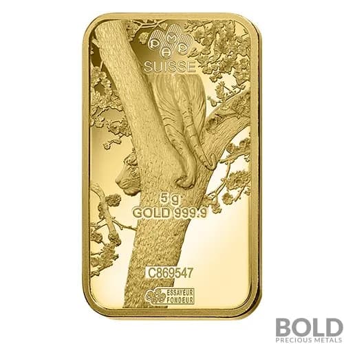 2022 PAMP 5 gram Lunar Tiger Gold Bar