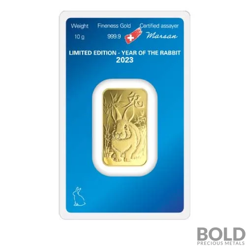2023 Argor-Heraeus 10 Gram Gold Lunar Year of the Rabbit Bar (In Assay)