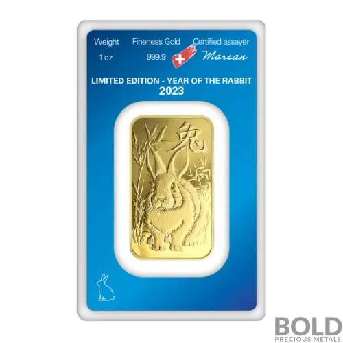 2023 Argor-Heraeus 1 Oz Gold Lunar Year of the Rabbit Bar (In Assay)