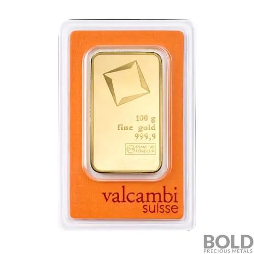 Valcambi Gold 100 Gram Mint Bar