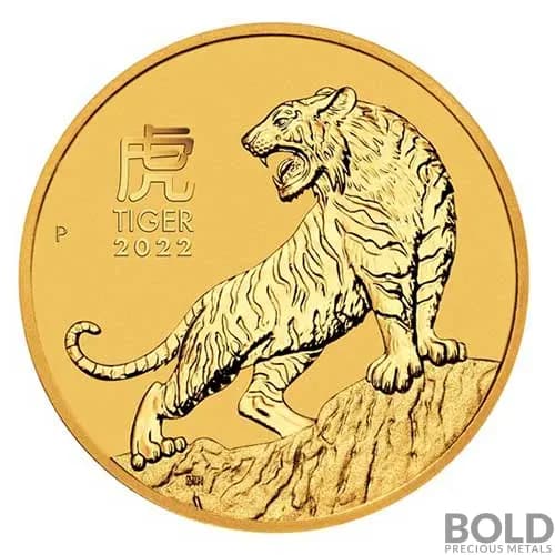 2022 Australia Perth Lunar Year of the Tiger 1/20 oz Gold BU