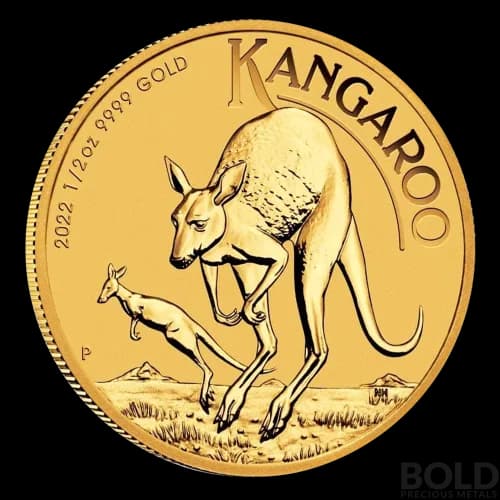 2022 Australian Perth Kangaroo 1/2 oz Gold BU