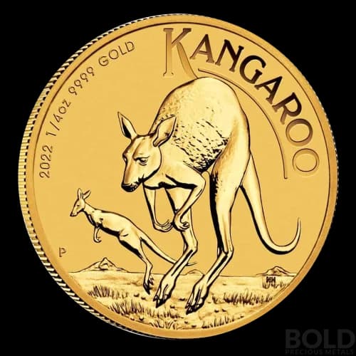 2022 Australian Perth Kangaroo 1/4 oz Gold BU