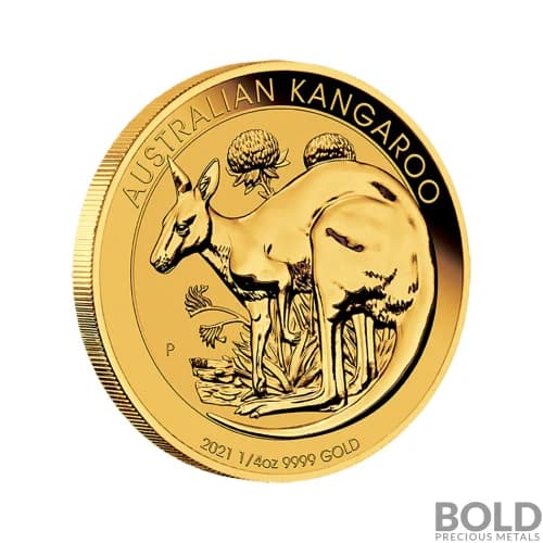 2021 Australian Perth Kangaroo 1/4 oz Gold BU