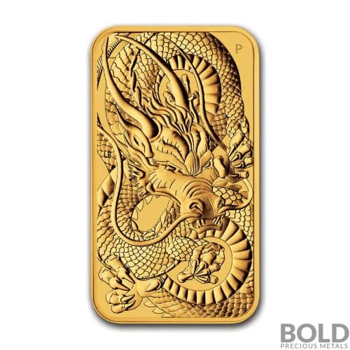 2021 Australia Perth Rectangular Dragon 1 oz Gold BU