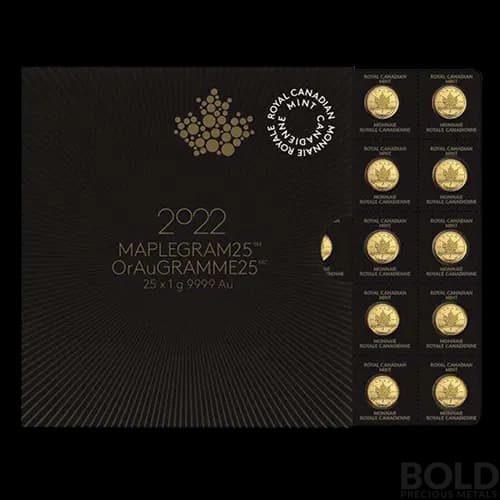 2022 Gold 25 Gram Canada Maple Gram - 25x1 gram