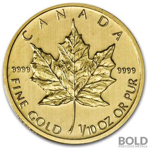 Gold Canadian Maple Leaf *Random Date* - 1/10 oz