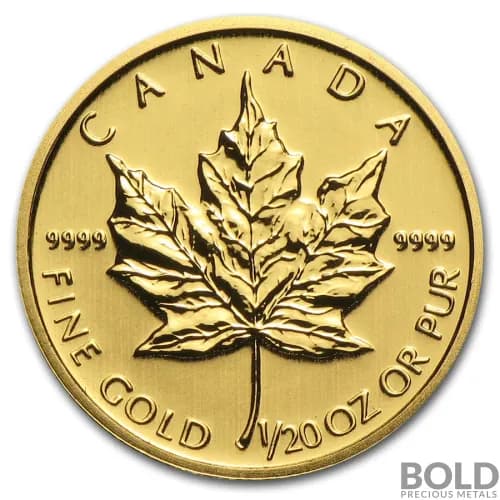 Gold Canada Maple Leaf *Random Date* - 1/20 oz