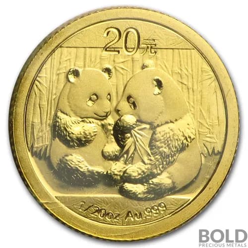 Gold Chinese Panda *Random Date* - 1/20 oz