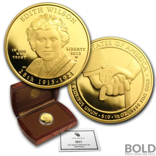 2013-W Gold First Spouse Edith Wilson Proof - 1/2 oz-Impaired