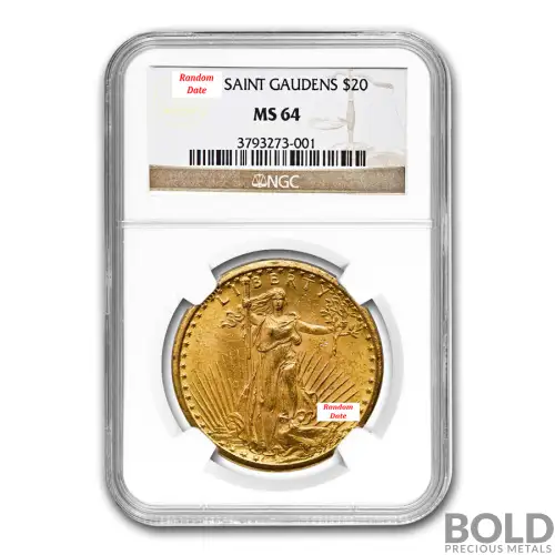 Gold American $20 St. Gaudens - NGC MS64