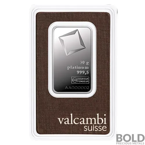 Platinum Bar Valcambi - 50 Gram