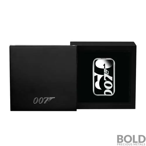 2022 Tuvalu James Bond: 60 Years of Bond 1 oz Silver Colored Proof Rectangular Coin