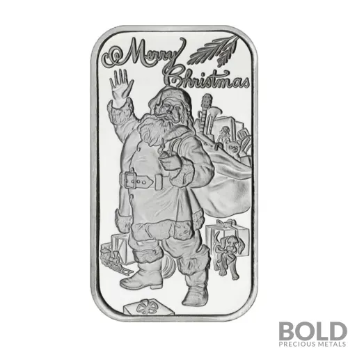 Silver - 1 oz Christmas Bar (Santa Claus)