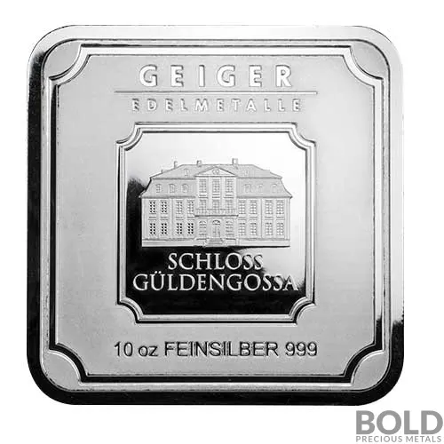 Silver 10 oz Geiger Edelmetalle Square Bar (Original)