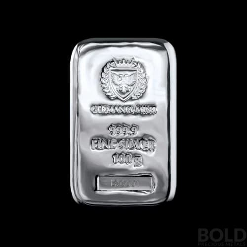 Silver 100 Gram Germania Mint Cast Bar