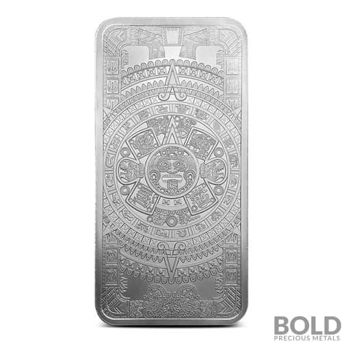 Silver 10 oz Aztec Calendar Bar