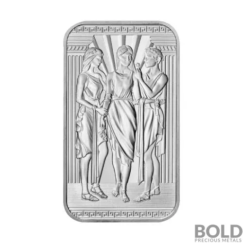 Silver 1 oz British Great Engravers: Three Graces Bar