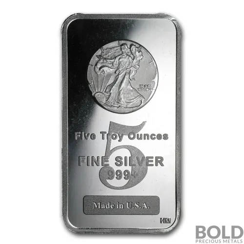 Silver 5 oz Walking Liberty Bar