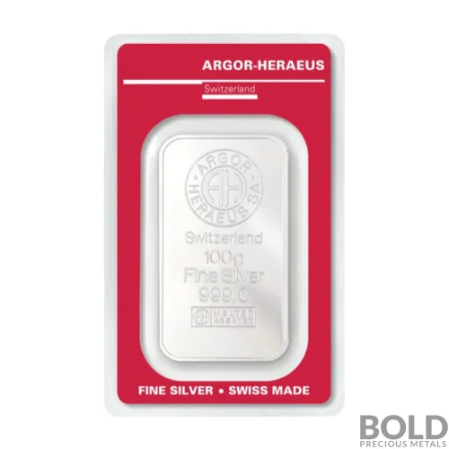 Silver 100 Gram Argor Heraeus Bar