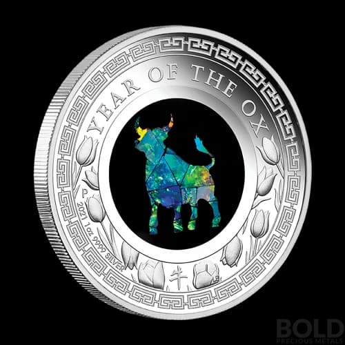 2021 Perth Lunar Ox Opal 1 oz Silver Proof