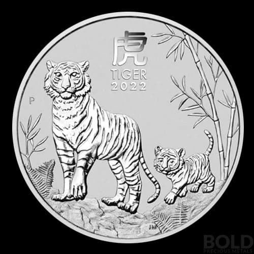 2022 Silver 2 oz Australia Perth Lunar Tiger BU