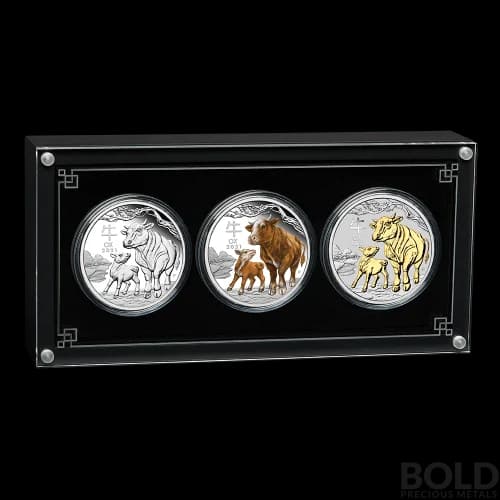 2021 Perth Lunar Year of the Ox 1 oz Silver Trio 3-Coin Set
