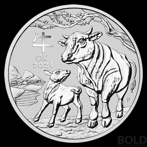 2021 Silver 1/2 oz Australia Perth Lunar Ox BU