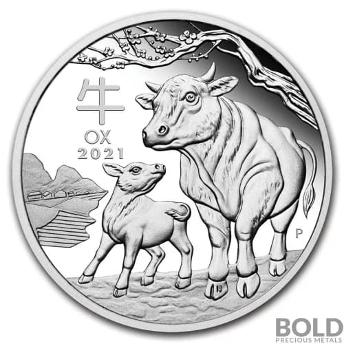 2021 Silver Australia Perth Lunar Year of the Ox Proof - 1/2 oz
