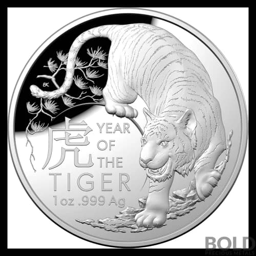 2022 Australian Year of the Tiger 1 oz Silver Proof Domed Coin
