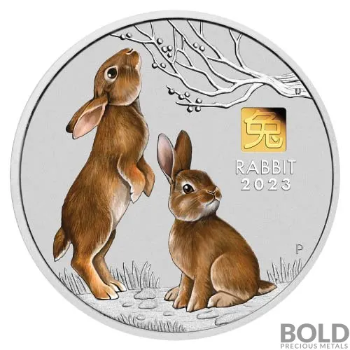 2023 Perth 1 Kilo Silver Perth Rabbit "Gold Privy" Colored Proof