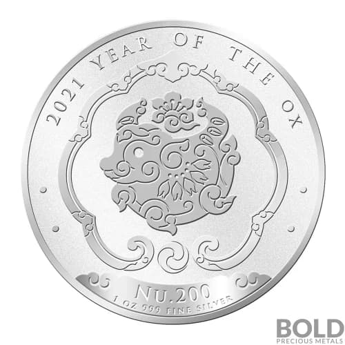 2021 Bhutan Lunar Year of the Ox Silver BU 1 oz