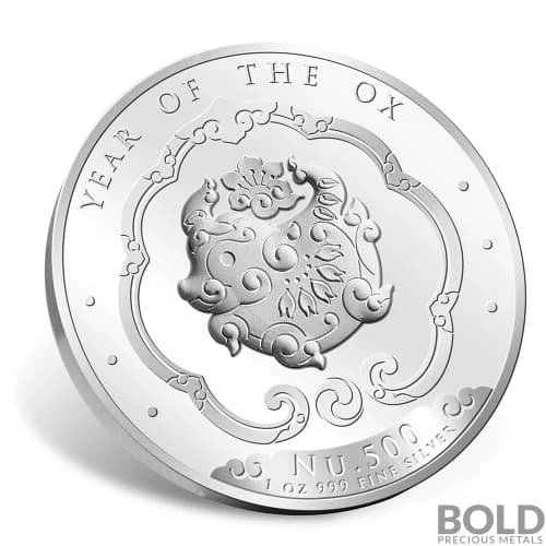 2021 Bhutan Lunar Year of the Ox Silver Proof 1 oz-Impaired