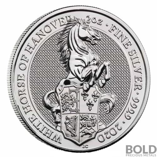 2020 Britain Queen's Beasts White Horse of Hanover 2 oz Silver BU